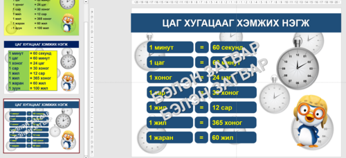 Цаг хугацааг хэмжих нэгж /А3 хэмжээтэй/